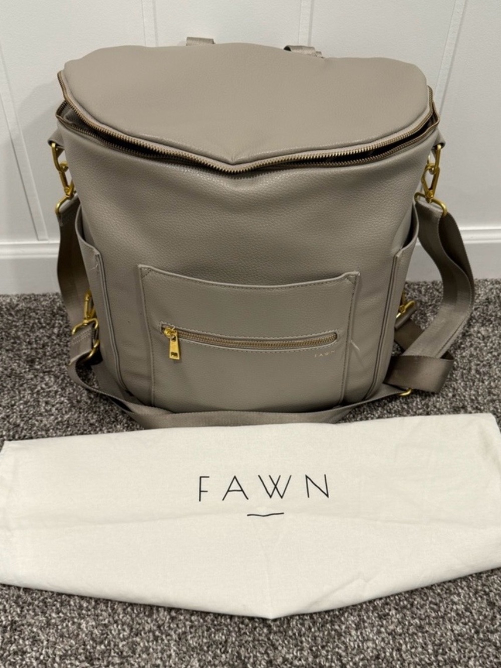 Fawn Taupe Convertible Diaper Backpack -